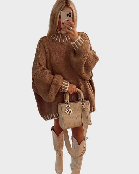 Адрияна™ - Paris Oversized плетен пуловер