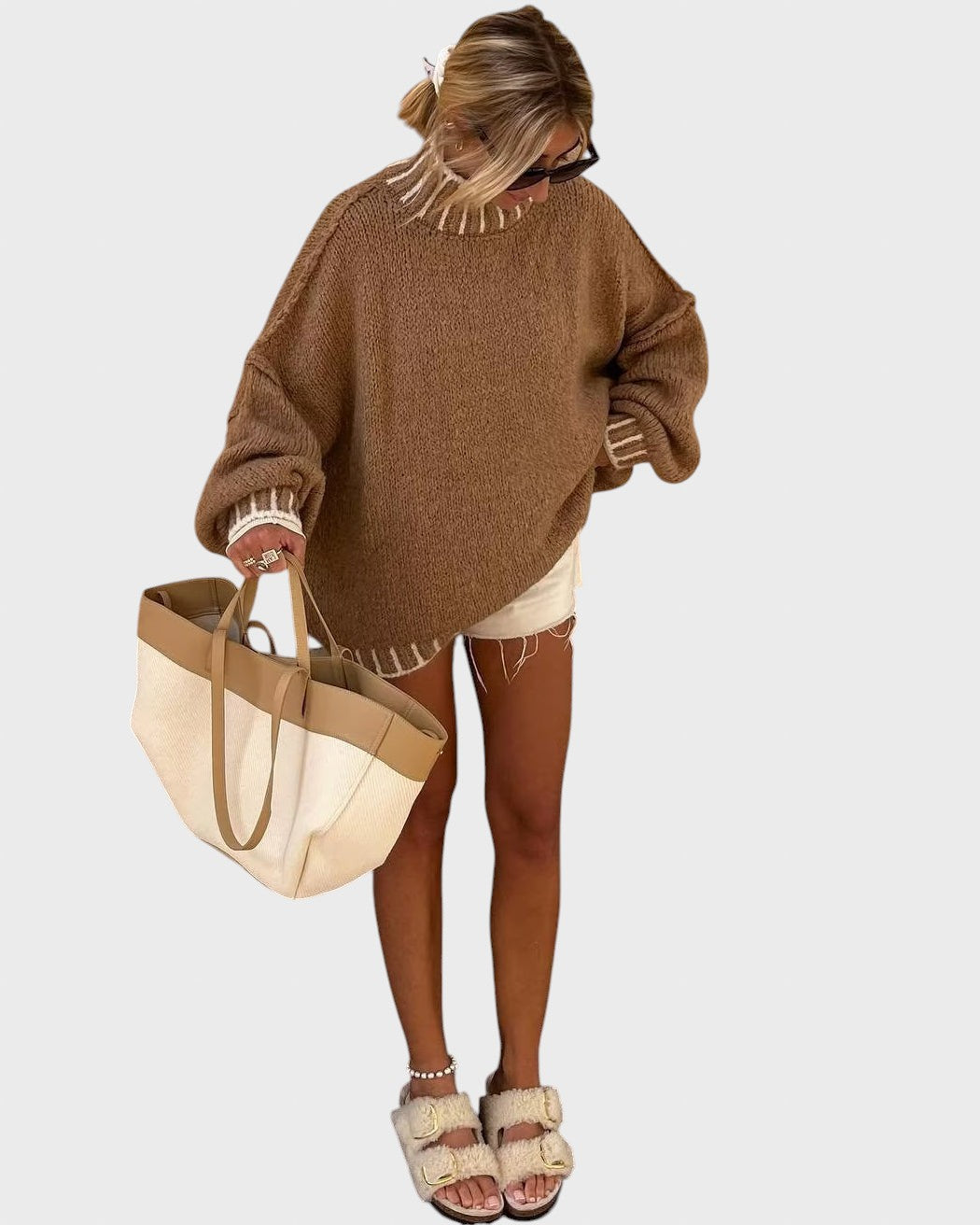 Адрияна™ - Paris Oversized плетен пуловер за комфорт и стил
