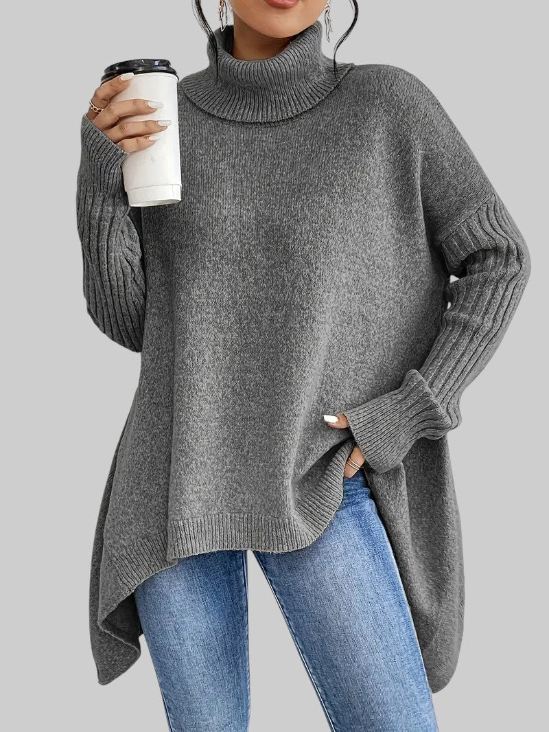 Богумила - Удобен дълъг пуловер с поло яка