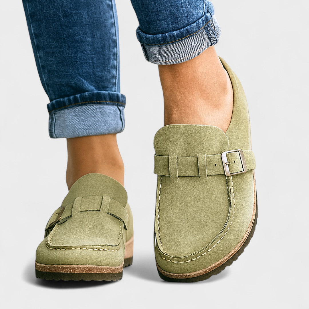 Инес – Стилни велурени мокасини с катарама