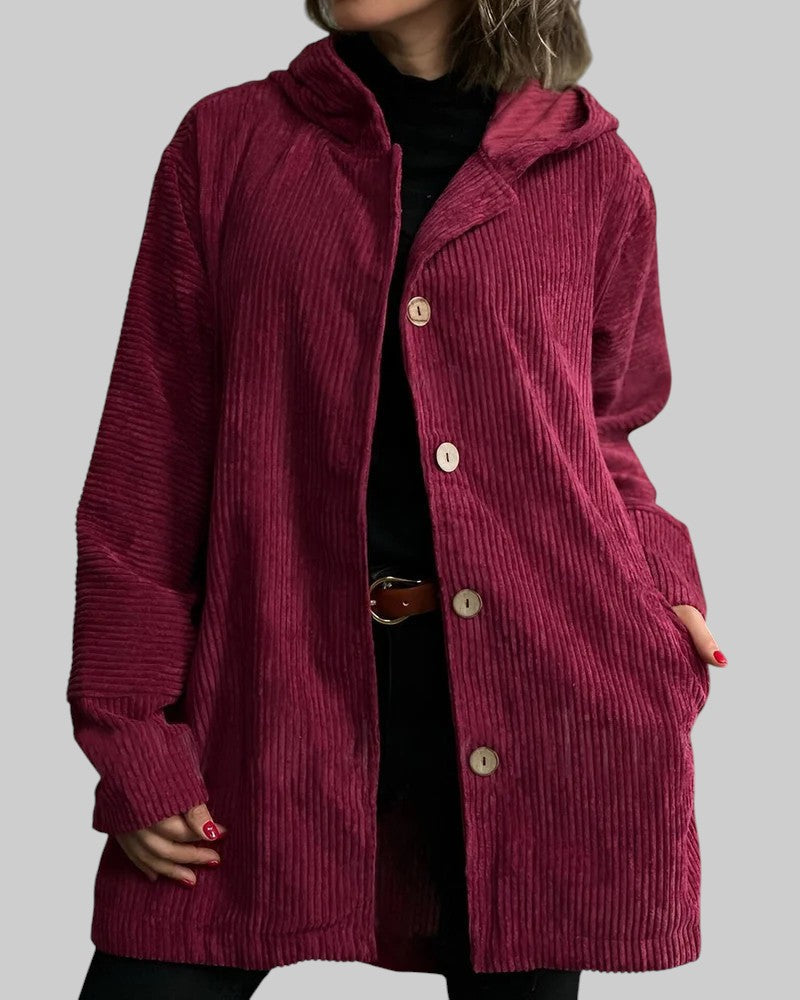 Андрея – Уютно велурено палто с качулка за комфорт и стил