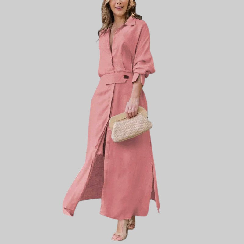 Надя - Стилна макси рокля с V-образно деколте