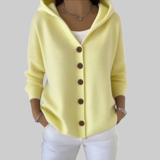 АНЯ - Стилен плетен кардиган с качулка за комфорт и елегантност