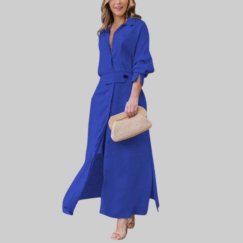 Надя - Стилна макси рокля с V-образно деколте