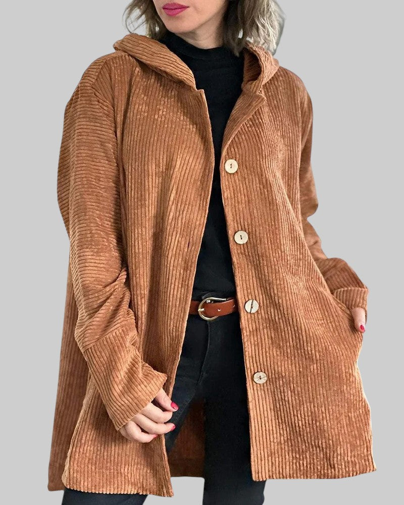 Андрея – Уютно велурено палто с качулка за комфорт и стил