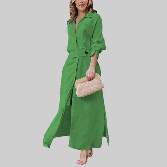 Надя - Стилна макси рокля с V-образно деколте