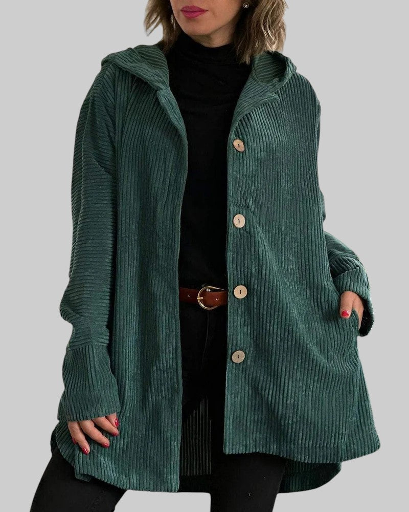 Андрея – Уютно велурено палто с качулка за комфорт и стил