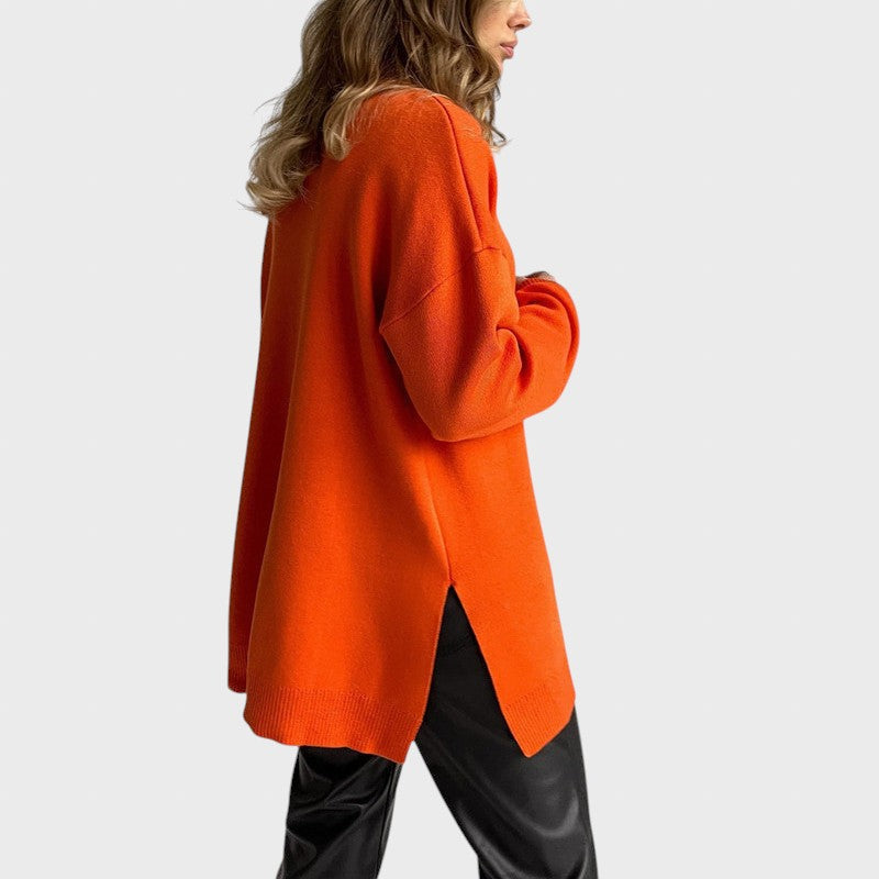 Елеонора™ - Удобен оувърсайз пуловер с поло яка