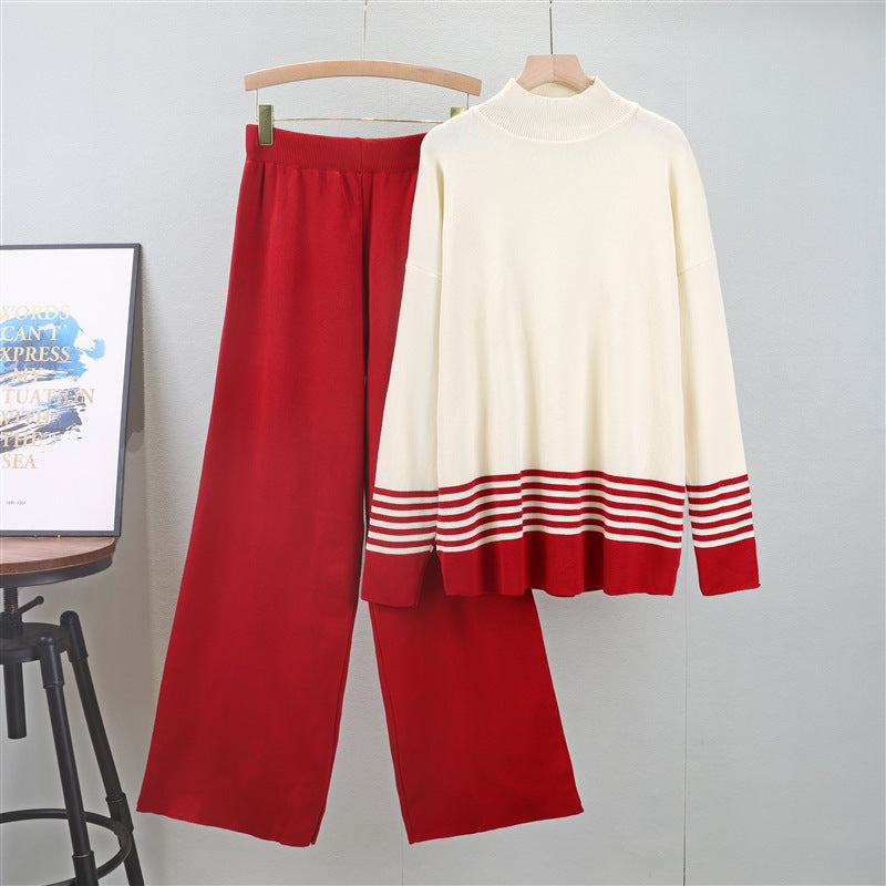 Lia® - Удобен бицветен сет с класическа стояща яка