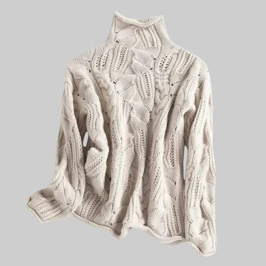 Надежда – Луксозен кашмирен пуловер с плетен мотив