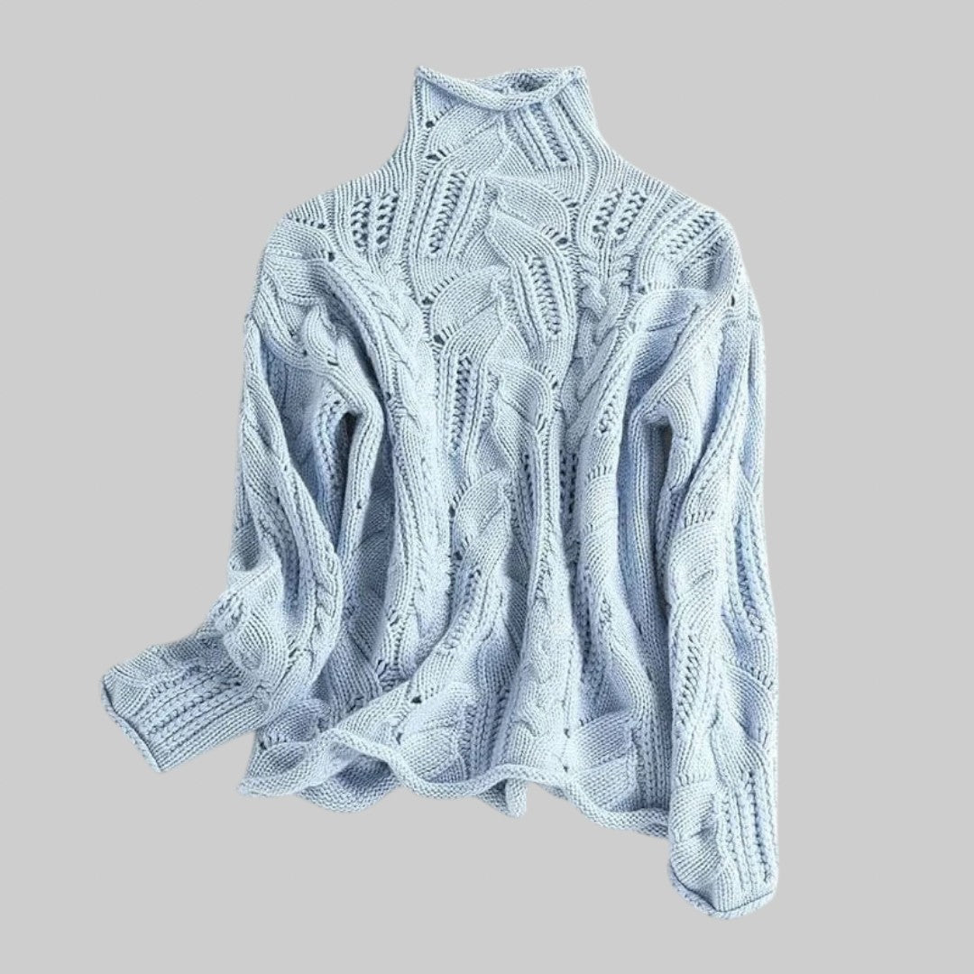 Надежда – Луксозен кашмирен пуловер с плетен мотив