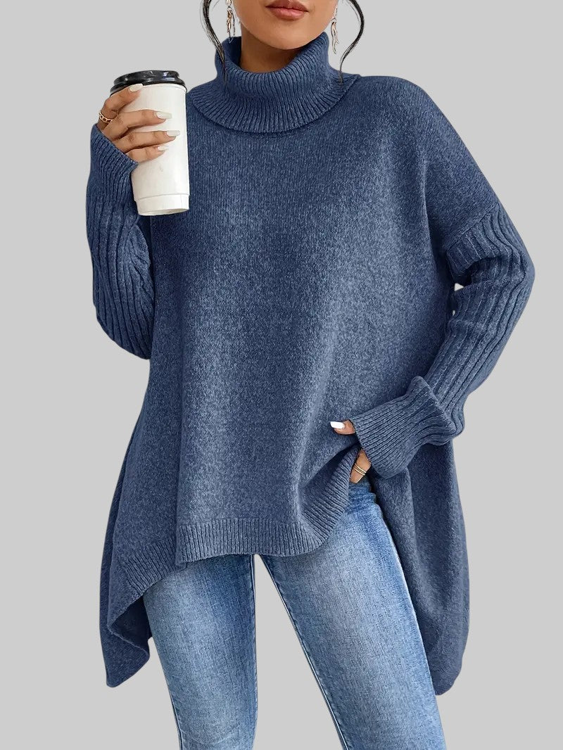 Богумила - Удобен дълъг пуловер с поло яка