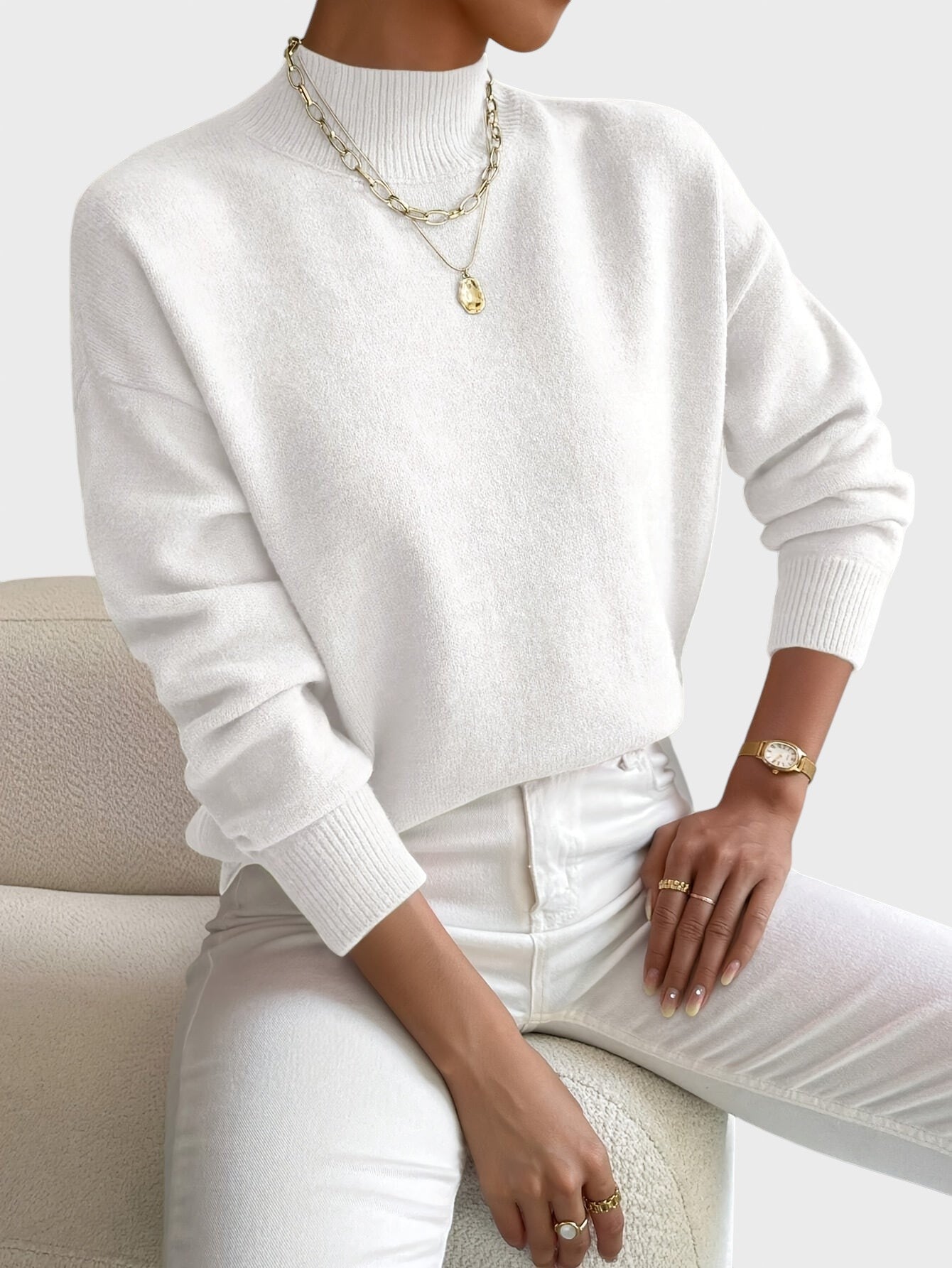 Петрана™ - Стилен плетен пуловер с висока яка