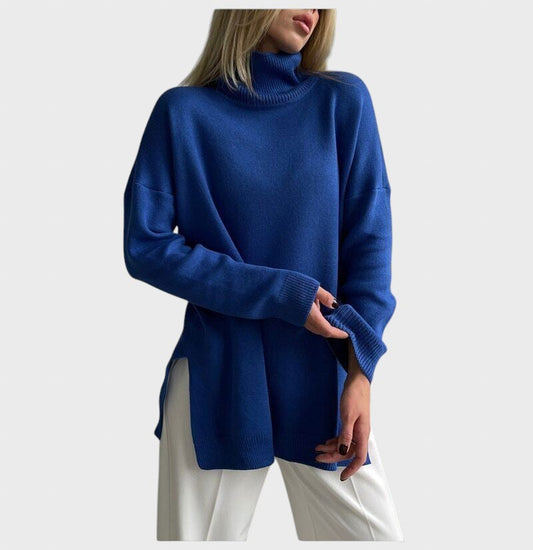 Елеонора™ - Удобен оувърсайз пуловер с поло яка